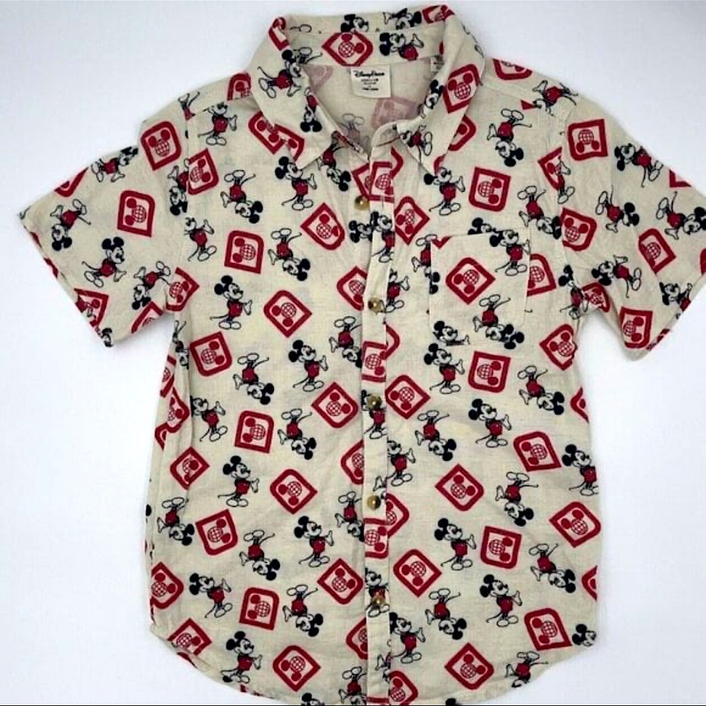Disney Parks Forever by Junk Food Mickey Mouse button up shirt Youth Medium